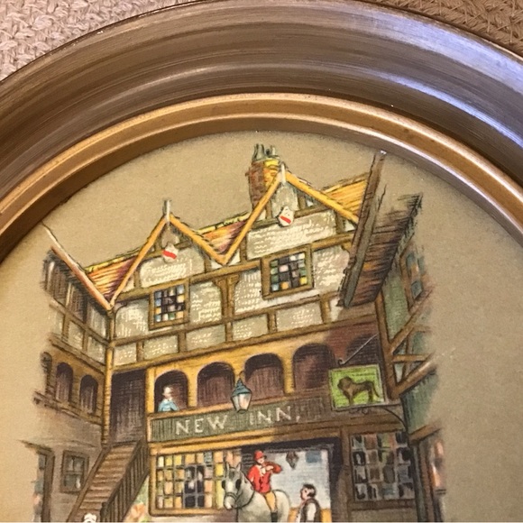 Vintage Clyde Cole print New Inn in round frame - Picture 2 of 4